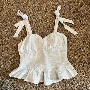 Wild Fable Cream Smocked Tie Front Tank Top
